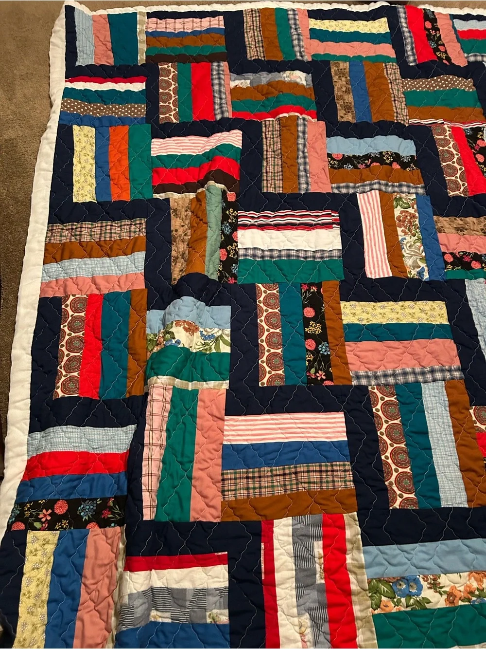 Handmade Multicolor Patchwork Quilt Blanket - Cozy Home Bedding 81x74
